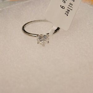 Sterling Silver 925 0.8ct Moissanite Heart Size 9 Ring